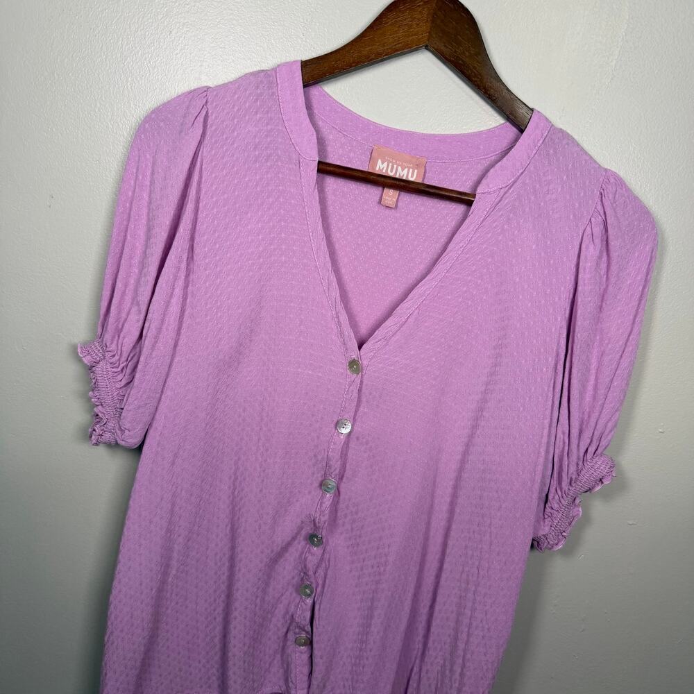 Show Me Your Mumu Women’s S V-Neck Blouse Button Front Textured Lightweight USA
